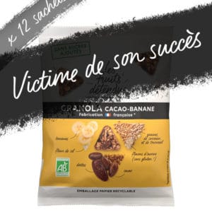 Snack granola Cacao Banane - granola bio victime de son succès