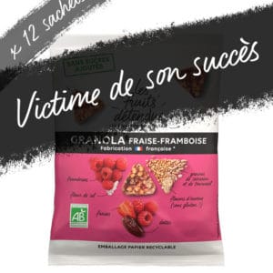 Snack granola fraise framboise - granola bio victime de son succès