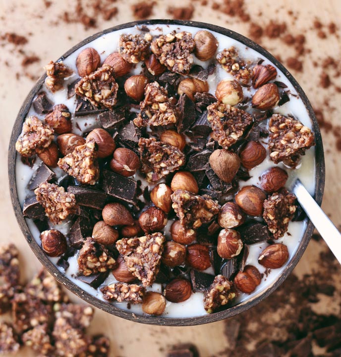 Recette Granola Bowl - Granola Chocolat Noisette - Yaourt, chocolat, noisette
