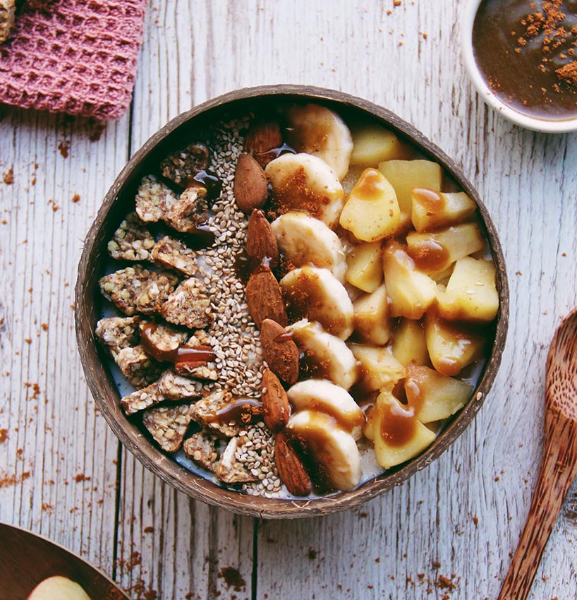 Porridge Pomme Caramel et Granola - Recette Les Fruits Détendus