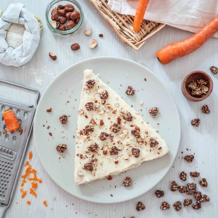recette de carrot cake vegan et granolas Les Fruits Détendus