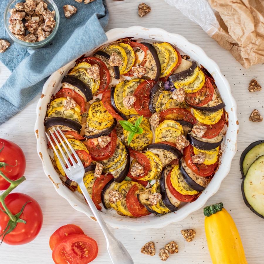 Recette tian de légumes granola - Les Fruits Détendus