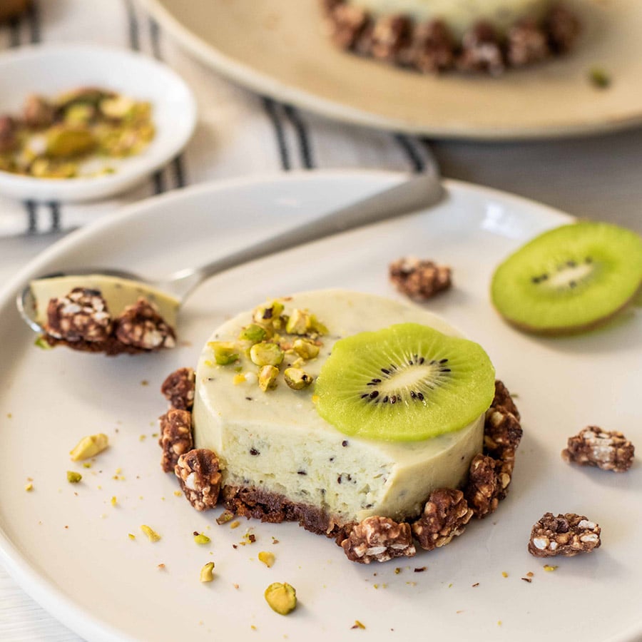 Tartelettes kiwi, pistache, choco-cacahuète - Les Fruits Détendus